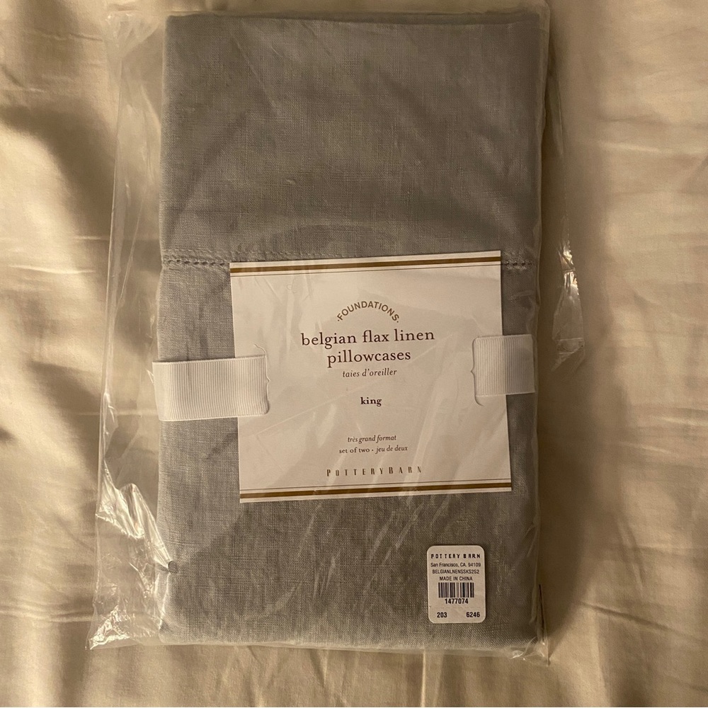 Pottery Barn Foundations King Belgian Flax Linen Pillowcases